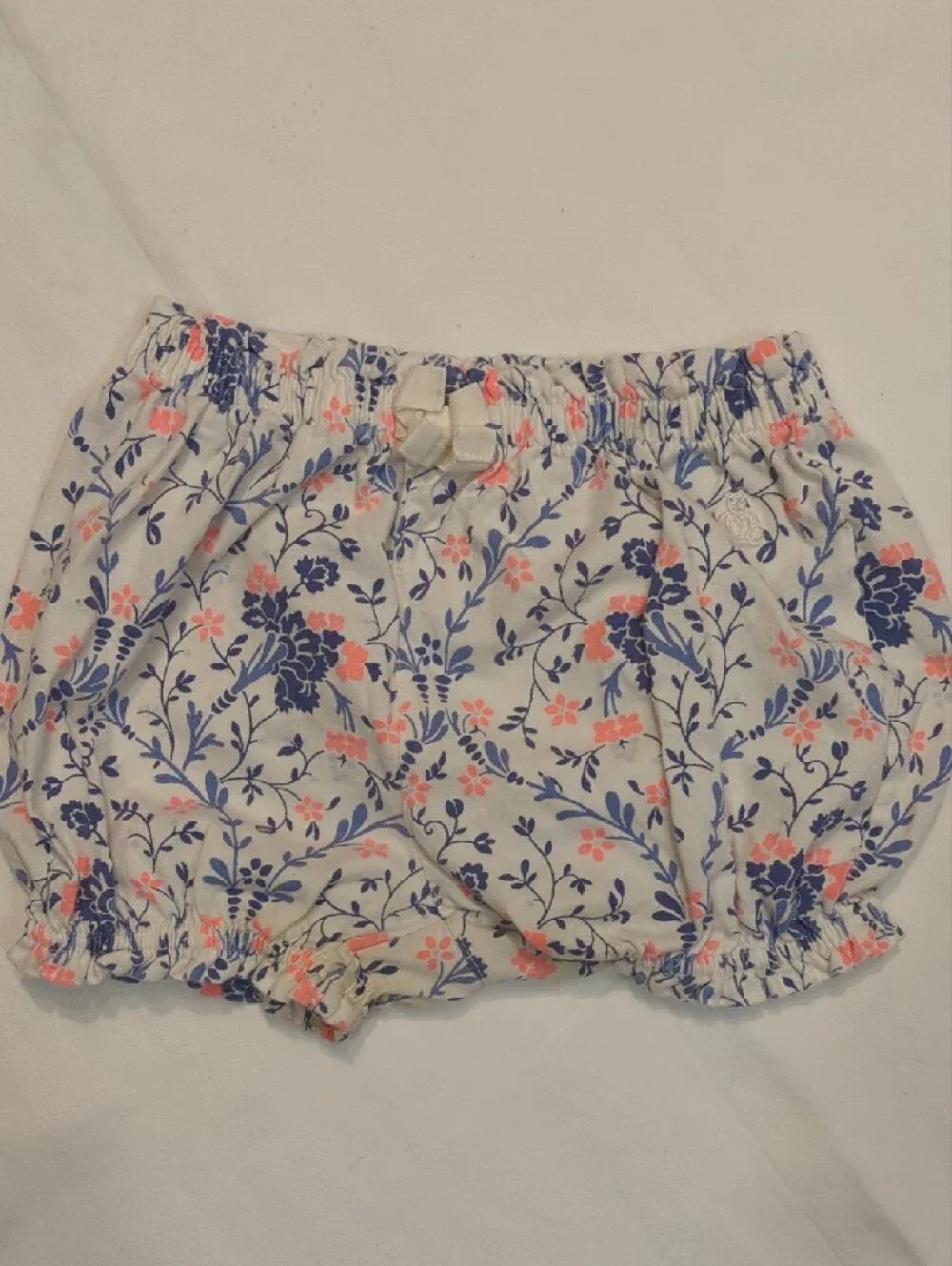 Baby Gap Floral and Stripe Cotton Shorts Set - Pink & Navy